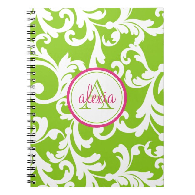 Himbeere und Limone Mit Monogramm Damaskus Notizblock (Vorderseite)