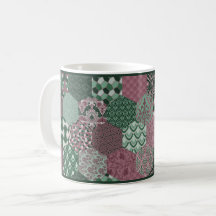 Himbeere und Pine Patchwork Kaffee Tasse