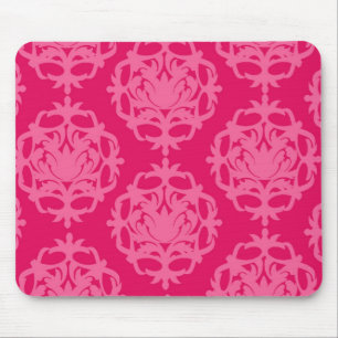 Himbeere und rosa Damast Mousepad