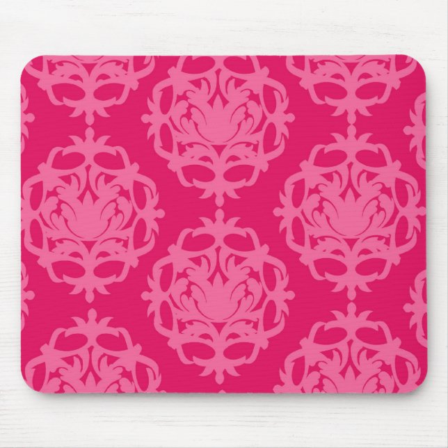 Himbeere und rosa Damast Mousepad (Vorne)
