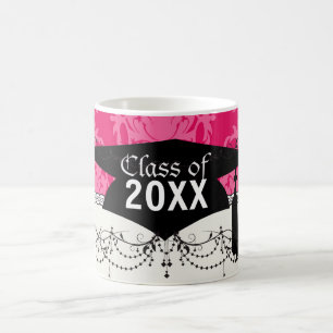 Himbeere und rosa Damast Tasse