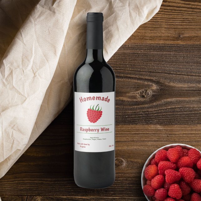Himbeere Weinflaschen Etikett (Raspberry Wine Bottle Label Sticker)