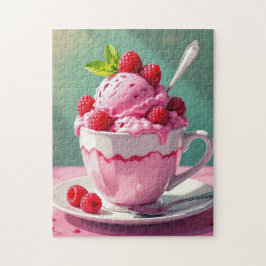Himbeereis in einem rosa Kaffeebecher Puzzle