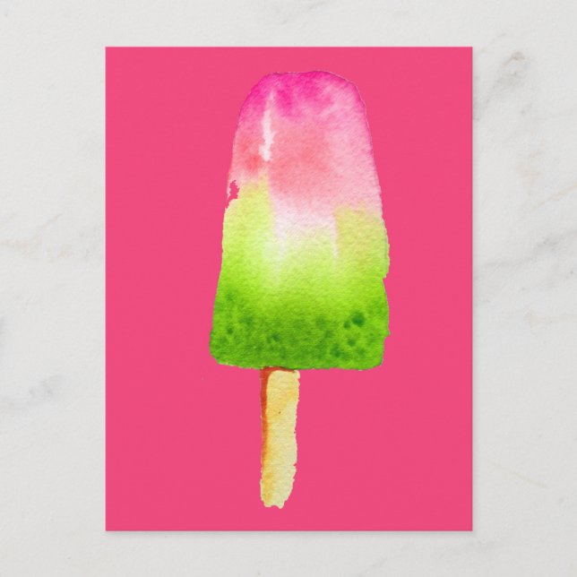 Himbeereis-Pop-Kunstpopsikel Sommer Postkarte (Vorderseite)