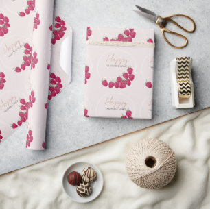 Himbeeren Aquarell Frohen Valentinstag Geschenkpapier