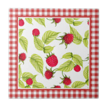 Himbeeren auf Red Gingham