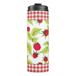 Himbeeren auf Red Gingham Thermosbecher