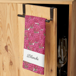 Himbeeren Handbemalt Wasserfarbe Monogramm Geschirrtuch