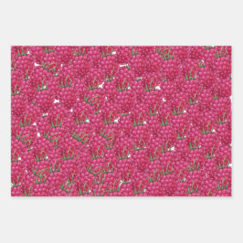 Himbeeren Handbemaltes Wasserfarbmuster Geschenkpapier Set