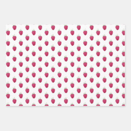 Himbeeren Handbemaltes Wasserfarbmuster Geschenkpapier Set