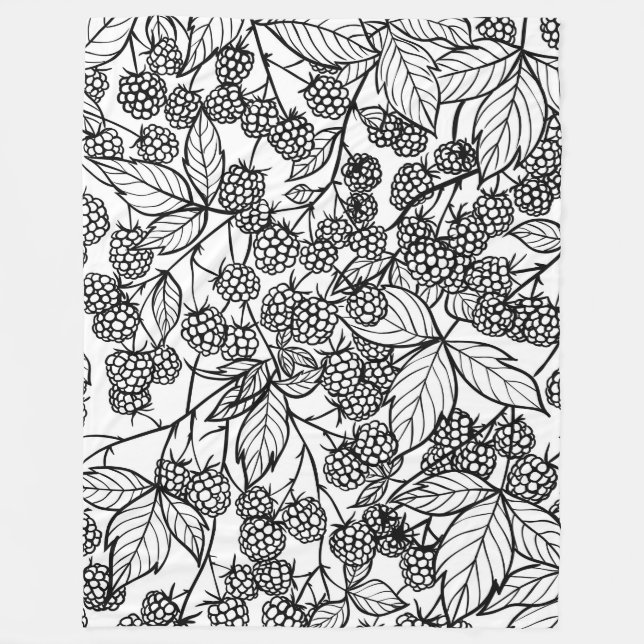 Himbeeren handgezeichnetes Muster Fleecedecke (Vorderseite)