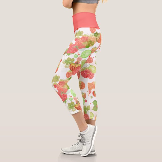Himbeeren Muster Capri Leggings (Links)