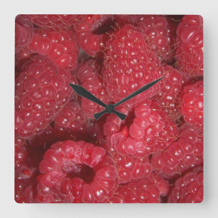 Himbeeren Quadratische Wanduhr