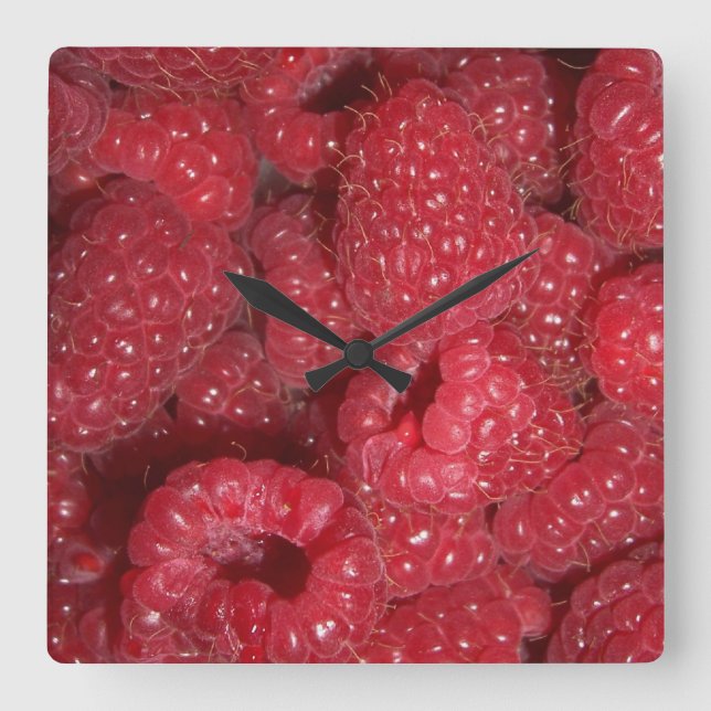 Himbeeren Quadratische Wanduhr (Vorderseite)