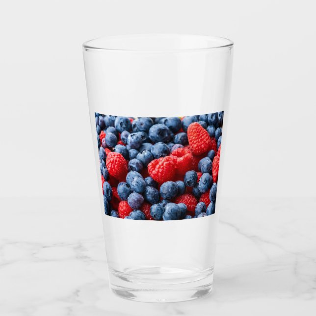 Himbeeren und Blaubeeren Glas (Vorderseite)