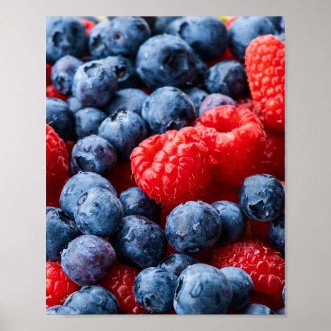 Himbeeren und Blaubeeren Poster (Vorne)