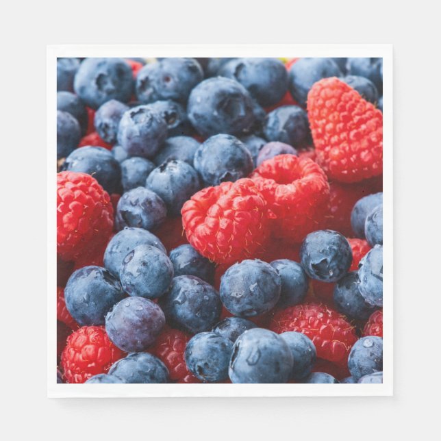 Himbeeren und Blaubeeren Serviette (Vorderseite)