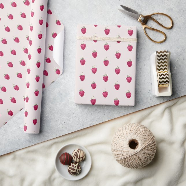 Himbeeren Wasserfarben-Muster Geschenkpapier (Kunsthandwerk)