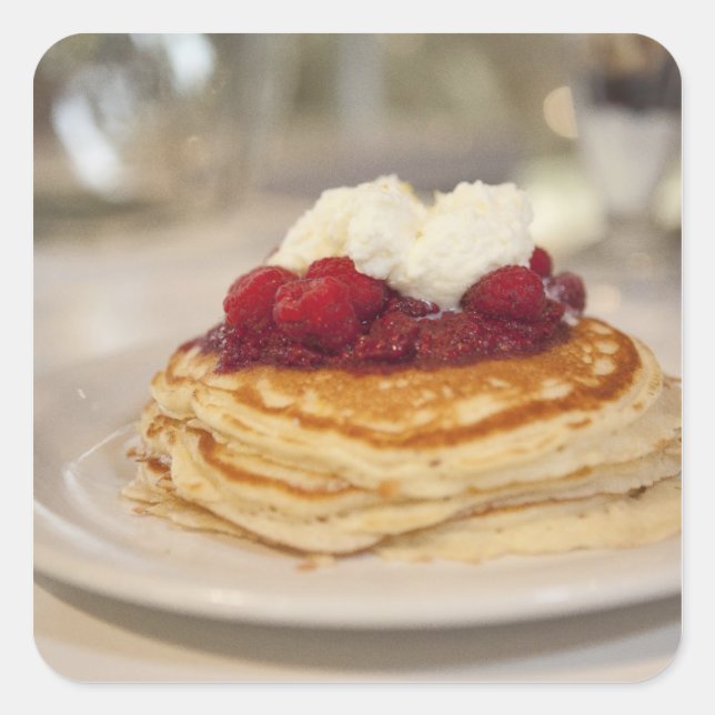 Himbeerkuchen Quadratischer Aufkleber (Vorderseite)