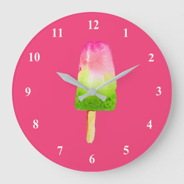 Himbeerrosa Popsiv Sommer Große Wanduhr (Vorderseite)