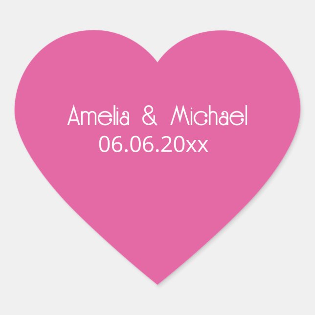 Himbeerrosa Save-the-Date Herz-Aufkleber (Vorderseite)