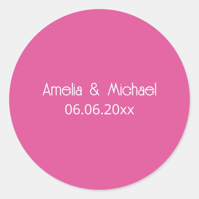 Himbeerrosa Save-the-Date Runder Aufkleber (Vorderseite)