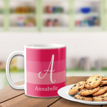 Himbeerrosa Streifen, benutzerdefinierte Monogramm