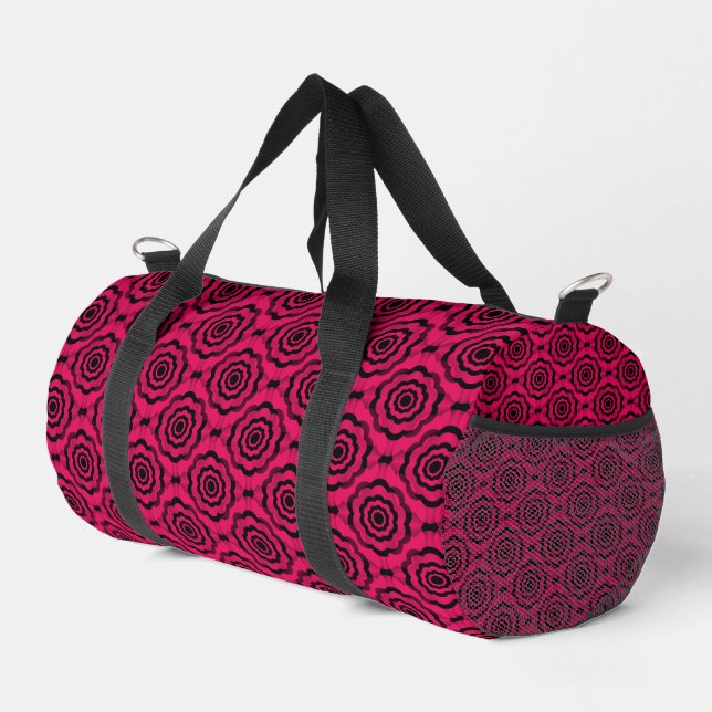 Himbeerschwarze Blume Nahtloses Muster Duffle Bag (Rechte Ecke)