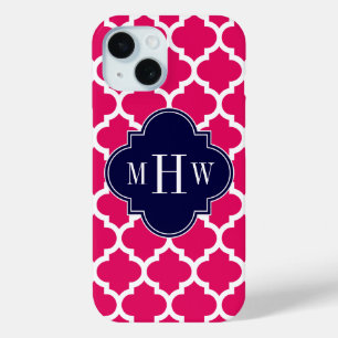 Himbeerweiß Marokkanisch #5 Navy 3 Anfangsmonogram Case-Mate iPhone Hülle