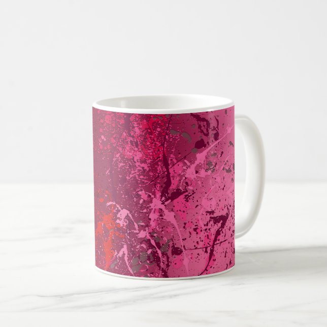 Himbeerwirbel: Abstrakte Spritzkunst Kaffeetasse (VorderseiteRechts)