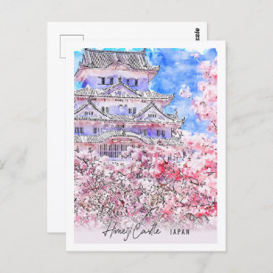 Himeiji Castle Japan Reisplatz Wasserfarbe Postkarte