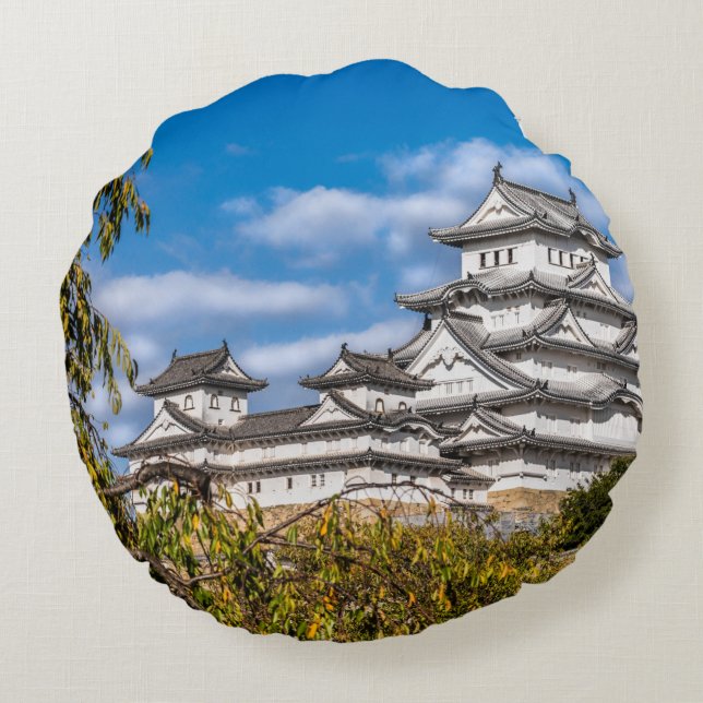 Himeji Burg #5, Japan Rundes Kissen (Rückseite)