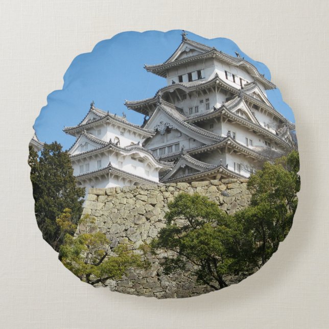 Himeji Castle 姫 路 城, Hyogo, Japan Rundes Kissen (Vorderseite)