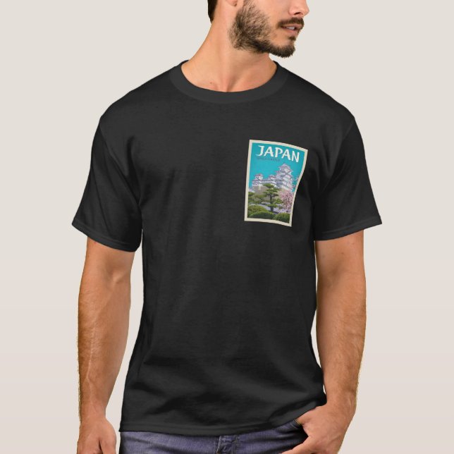 Himeji Castle Japan Travel Poster T-Shirt (Vorderseite)