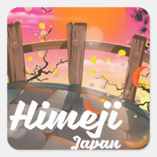 Himeji Japan blüht Poster. Quadratischer Aufkleber