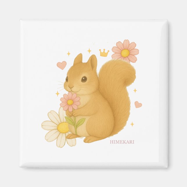HIMEKARI Floral Squirrel Magnet –Clear (Vorne)