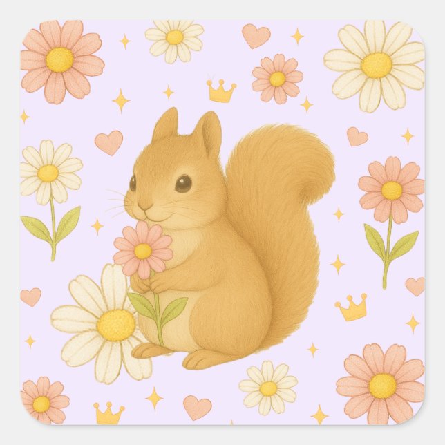 HIMEKARI Floral Squirrel Sticker (Purple) (Vorderseite)