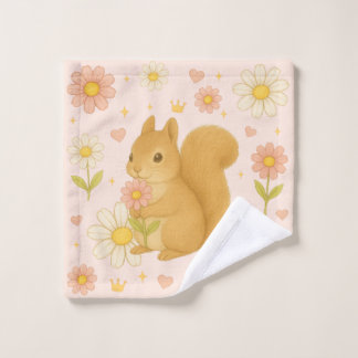 HIMEKARI Floral Squirrel Wash Towel – Coral Waschlappen