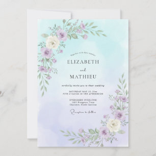 Himmel-Amethyst-Blüten-Hochzeit Einladung