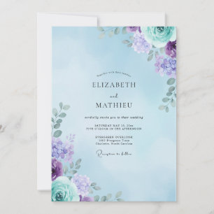 Himmel-Amethyst-Gemalte Hochzeit Einladung