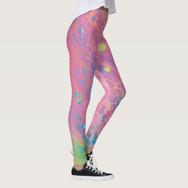 Himmel auf der Venus Coral Pink Galaxy Acrylic Pou Leggings (Rechts)