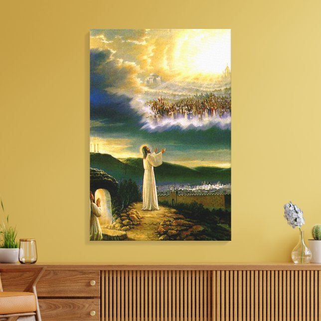 Himmel begrüßt Embrace Jesus in der Abenddämmerung Leinwanddruck (Insitu (Wohnzimmer))
