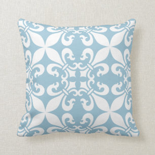 Himmel-Blau French Fleur de Lys Pattern Kissen