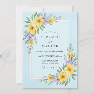 Himmel-Butter-Wildblumen-Hochzeit Einladung