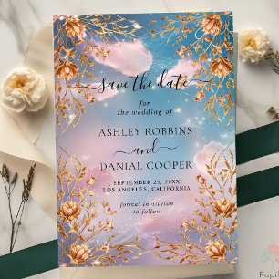 Himmel der Liebe Goldene Blume Save the Date Einladung