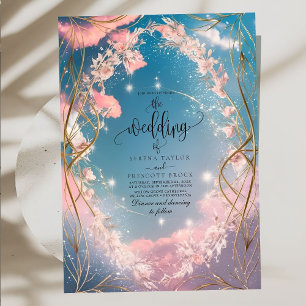 Himmel der Liebe Verziert Rosy Florals Hochzeit Einladung