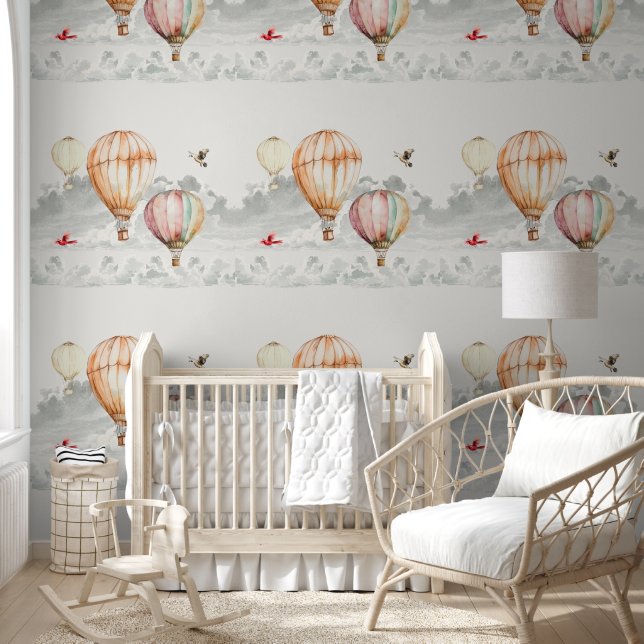 Himmel der Wolken Heißluftballons Vögel Tapete (Kinder)