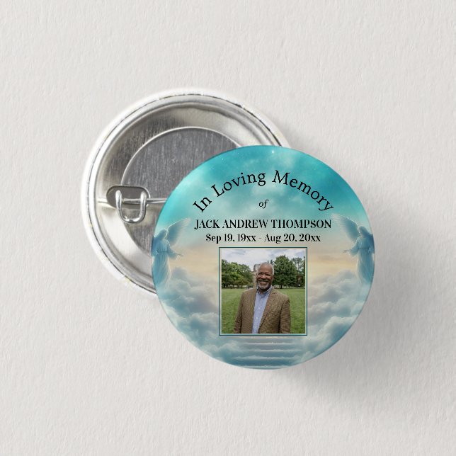 Himmel Engel Feier des Lebens Foto  Button (Vorne & Hinten)