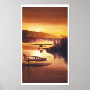 "Himmel-Hafen-" Floss-FlugzeugWatercolor Poster
