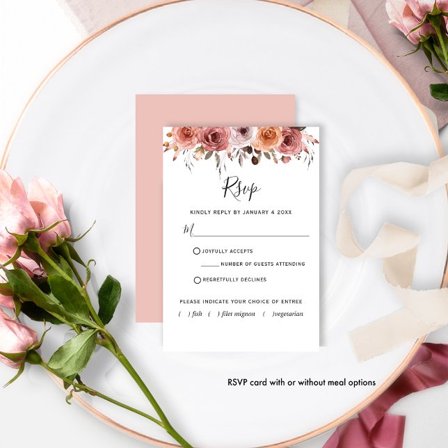 Himmel in der Rose Floral mit/ohne Mahlzeit UAWG RSVP Karte (Von Creator hochgeladen)